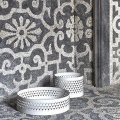 Panier rond en cuir blanc Nereide 45 d'Exteta