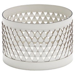 Nereide 45 Round White Leather Basket by Exteta