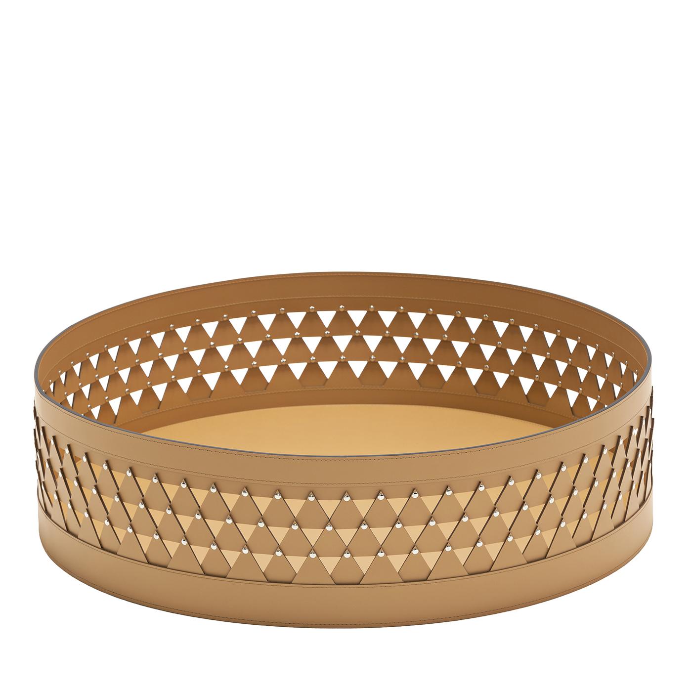 Nereide 70 Round Brown Leather Basket #2 by Exteta For Sale 6