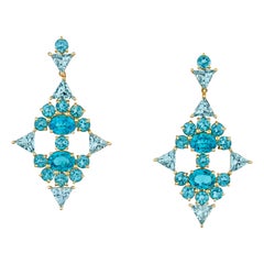 Nereids Waterfall Drop Earrings Aquamarine 18k Yellow Gold