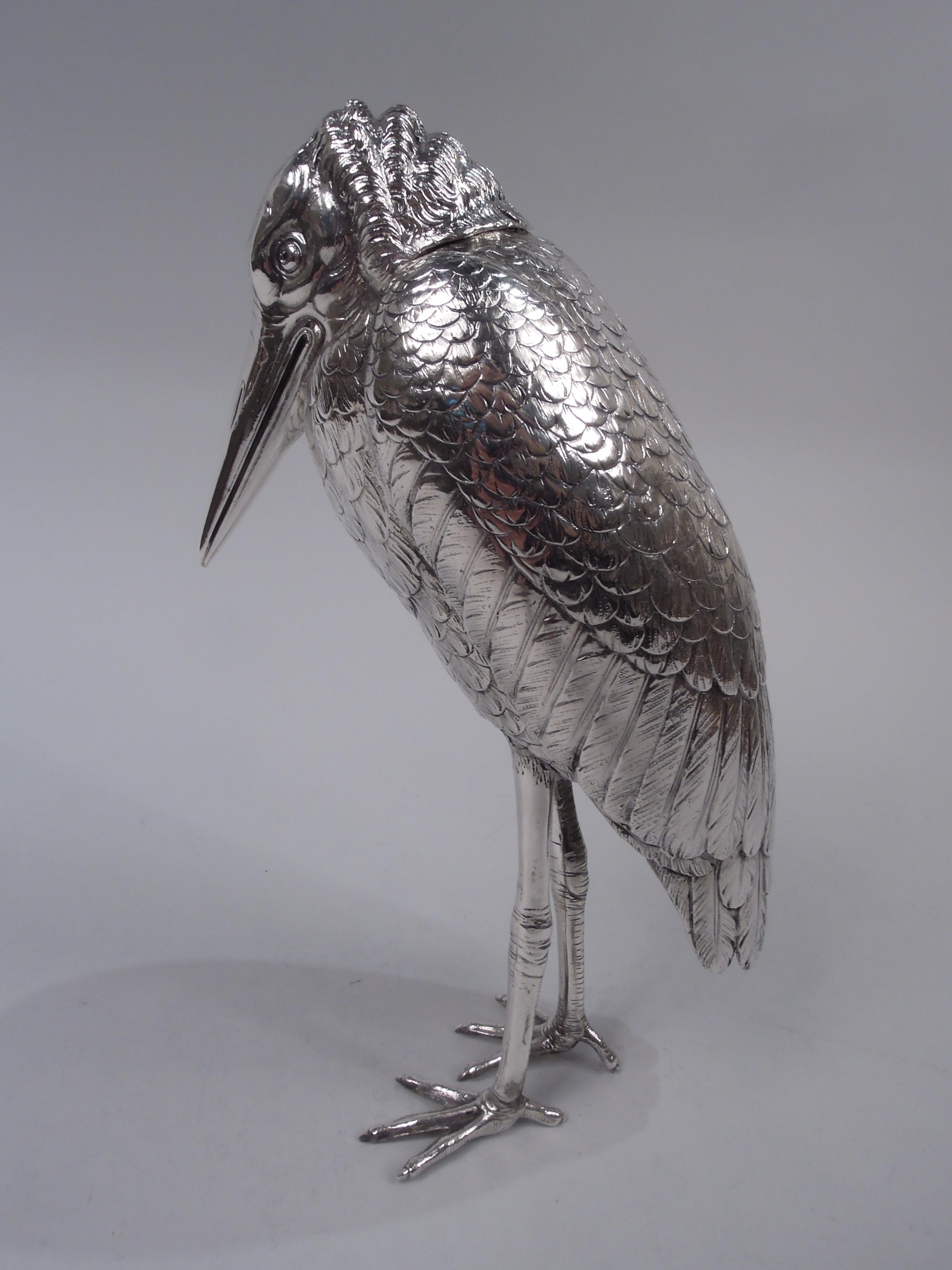 Edwardian Neresheimer German Silver Brooding Raven Bird Spice Box For Sale