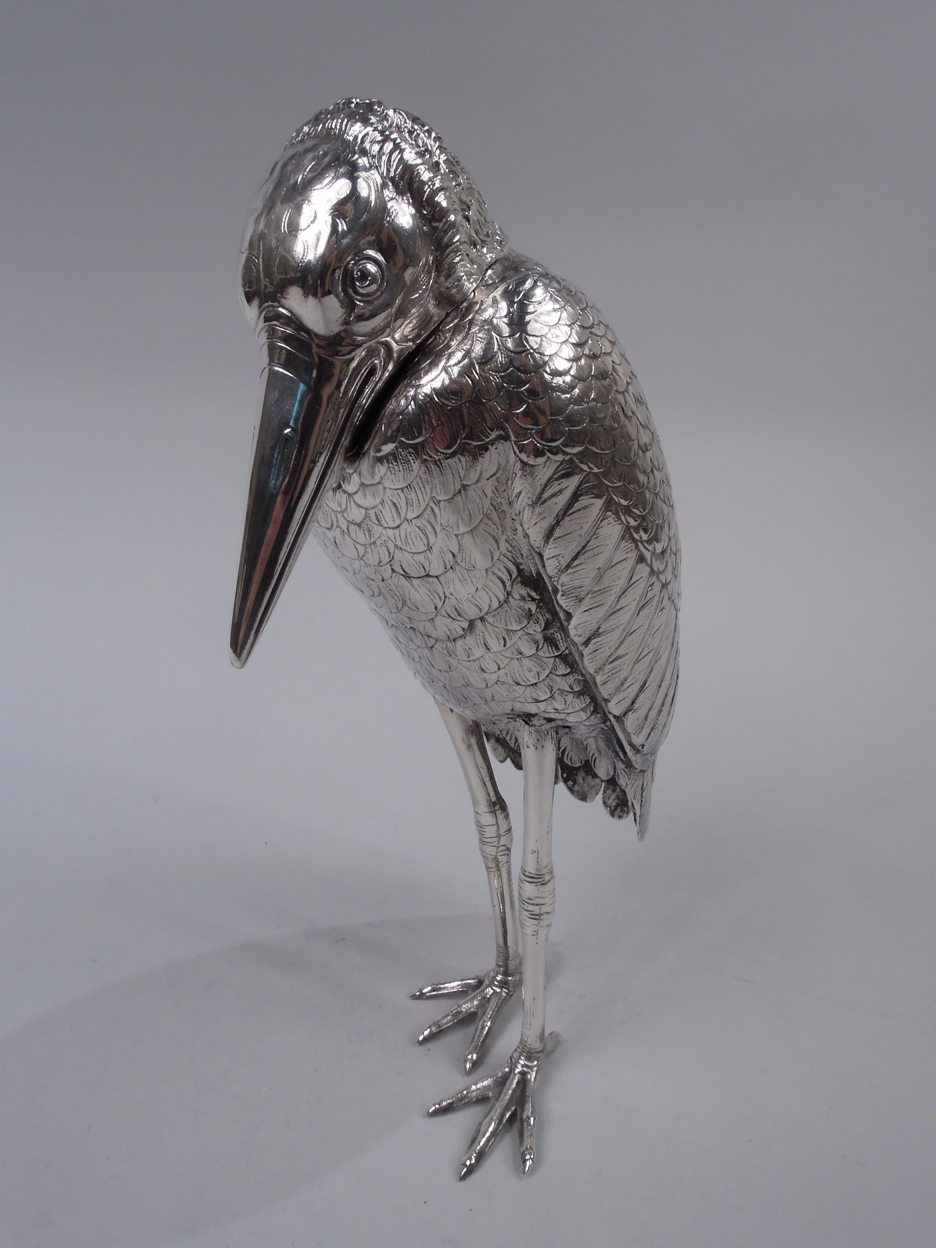Neresheimer German Silver Brooding Raven Bird Spice Box In Good Condition For Sale In New York, NY