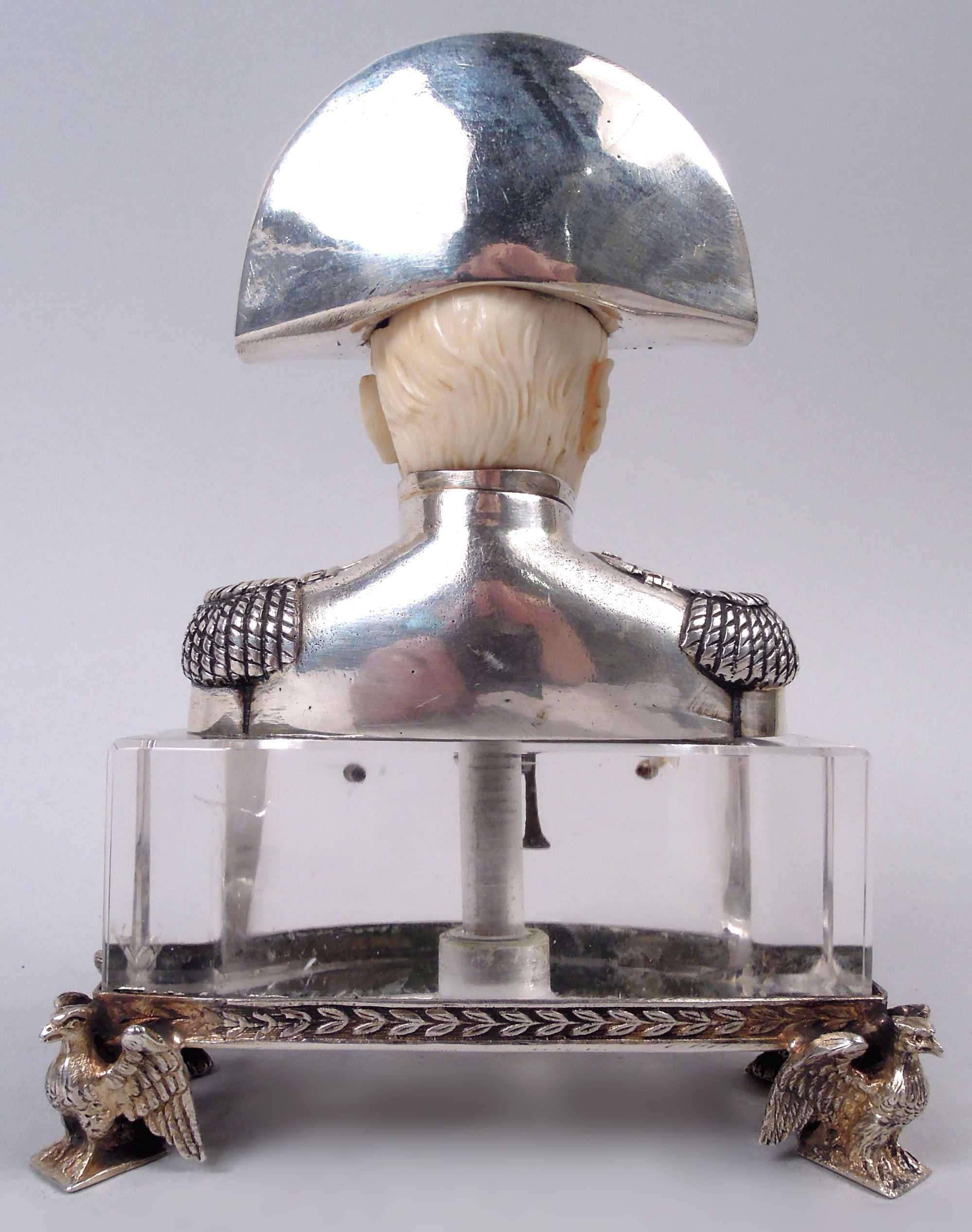 Tedesco Busto di Napoleone I in argento tedesco Neresheimer su base in cristallo di rocca in vendita