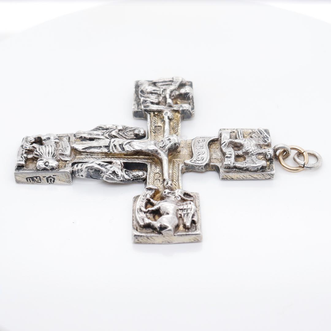 Neresheimer & Sohne Hanau Sterling Silver Gothic Revival Crucifix or Cross For Sale 3