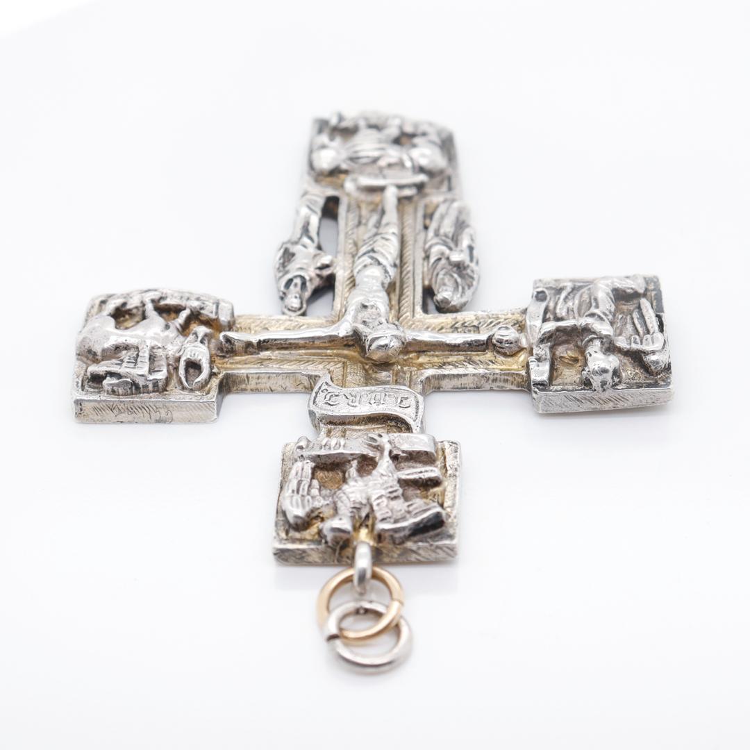 Neresheimer & Sohne Hanau Sterling Silver Gothic Revival Crucifix or Cross For Sale 4