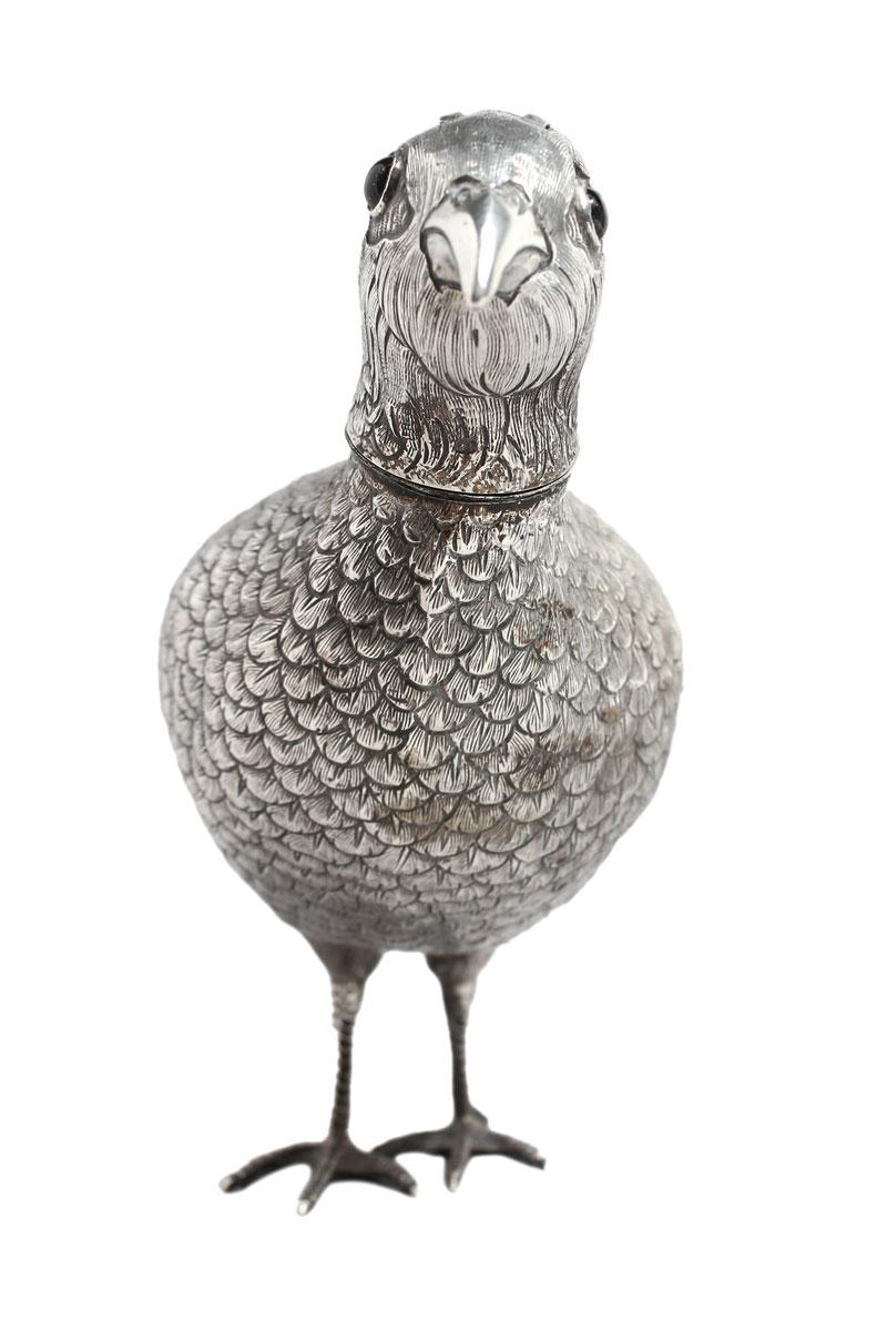 Neresheimer's style Pheasant Dutch Silver sterling Shaker In Good Condition For Sale In Paris, FR