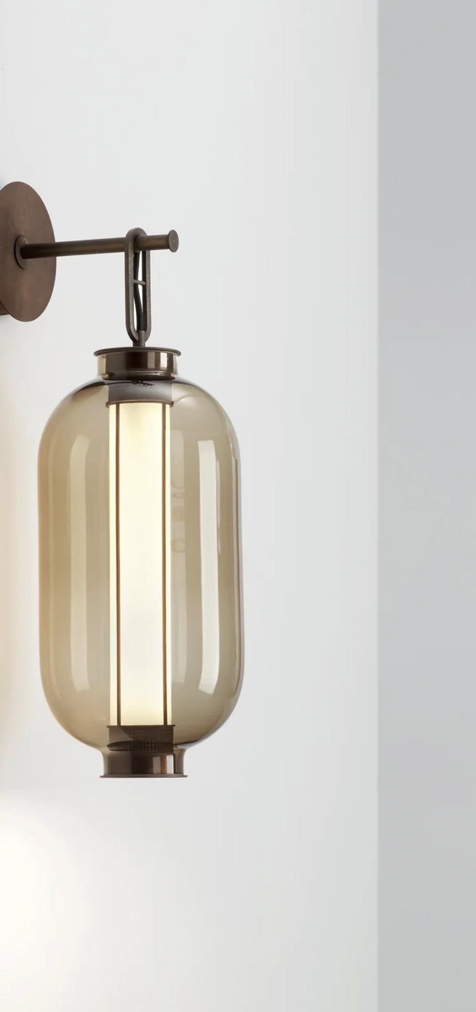Neri and Hu Bai A Ba Ba Bronze-Amber Glass Diffuser Wall Lamp For Parachilna In New Condition For Sale In Barcelona, Barcelona