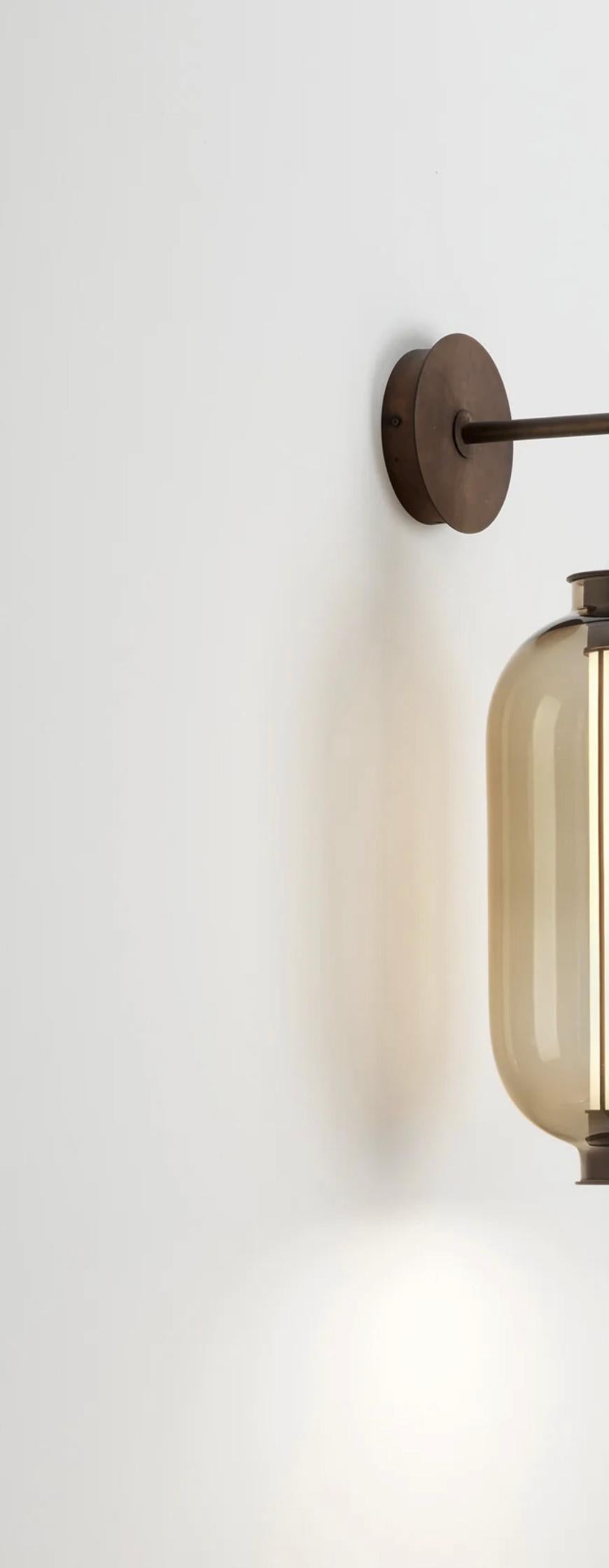 Contemporary Neri and Hu Bai A Ba Ba Bronze-Amber Glass Diffuser Wall Lamp For Parachilna For Sale
