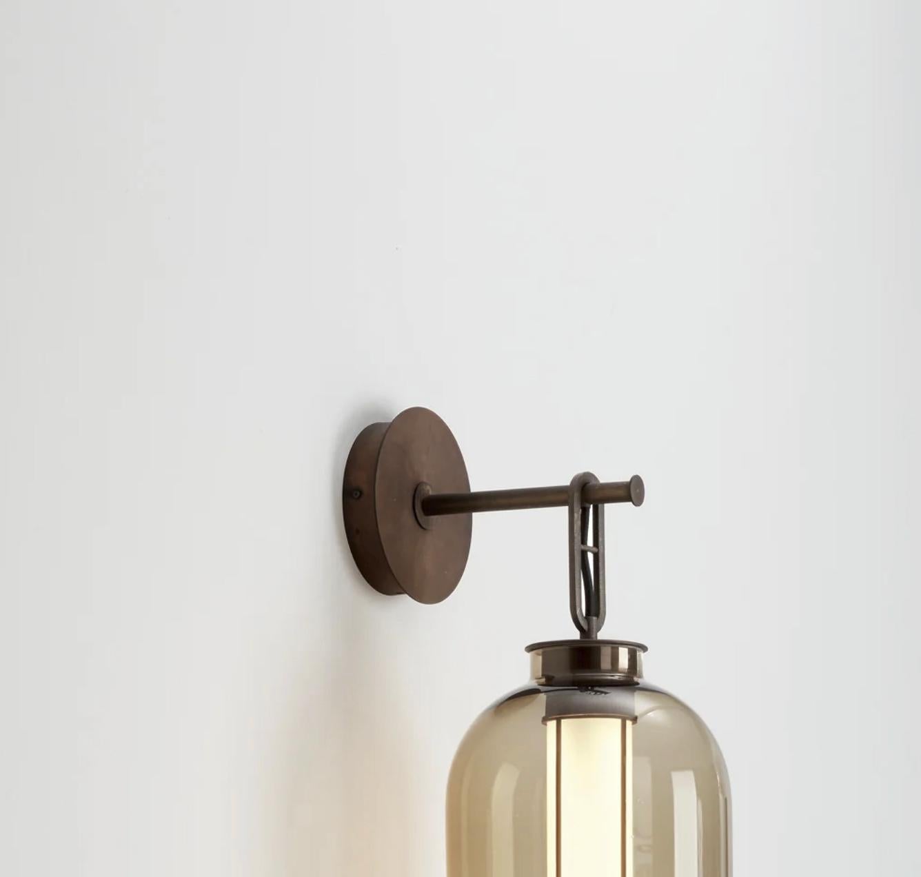 Neri and Hu Bai A Ba Ba Bronze-Amber Glass Diffuser Wall Lamp For Parachilna For Sale 1