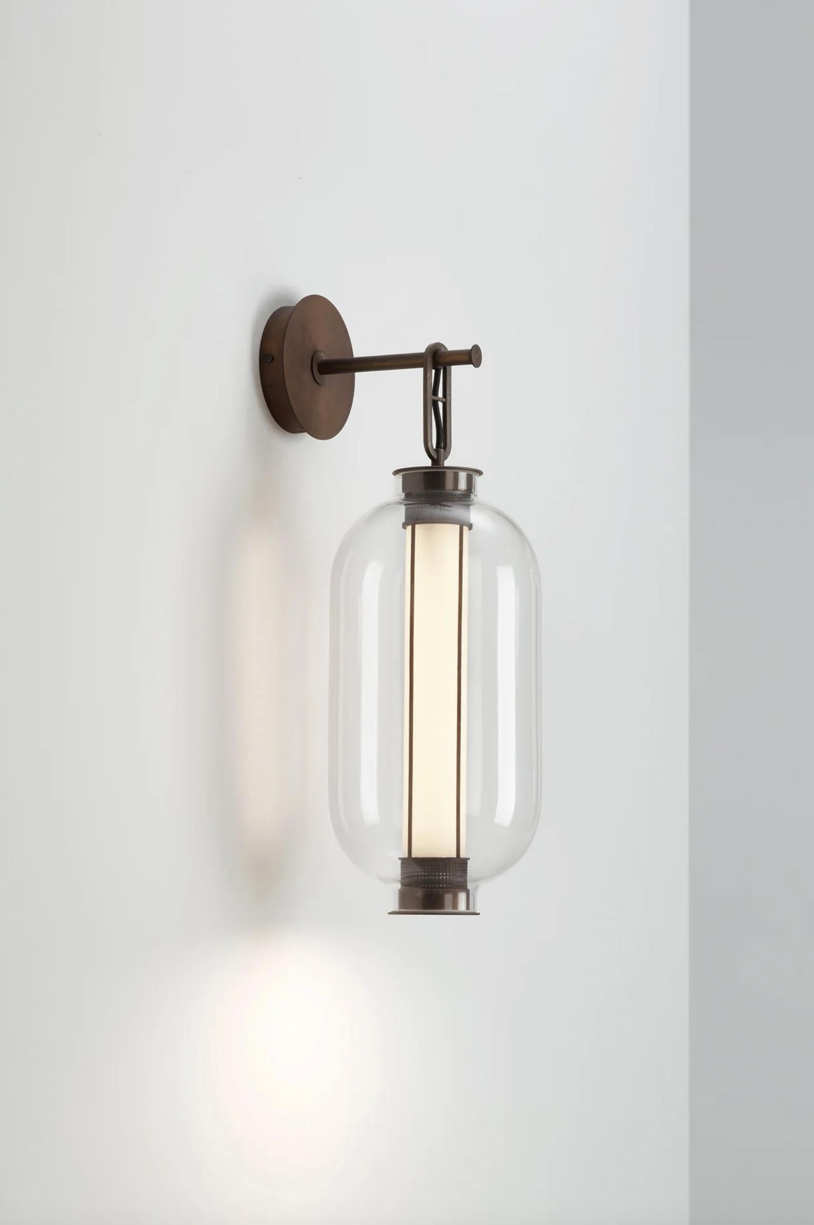 Neri and Hu Bai A Ba Ba Bronze-Amber Glass Diffuser Wall Lamp For Parachilna For Sale 2