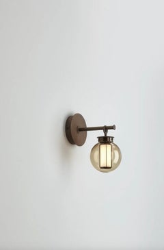Neri and Hu Bai A Di Di Bronze-Amber Glass Diffuser Wall Lamp For Parachilna