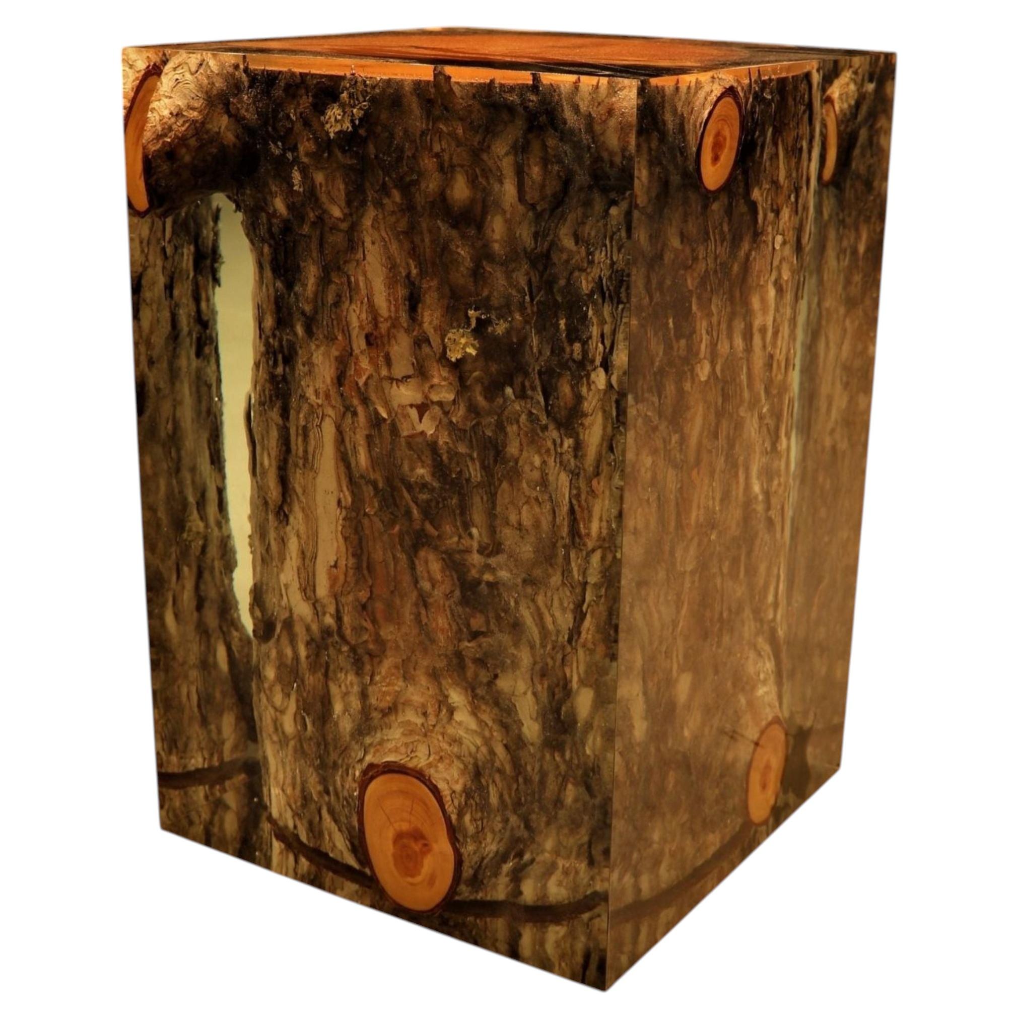 Neri Cube End Table, Hand-Crafted Clear Epoxy Resin, Modern Design