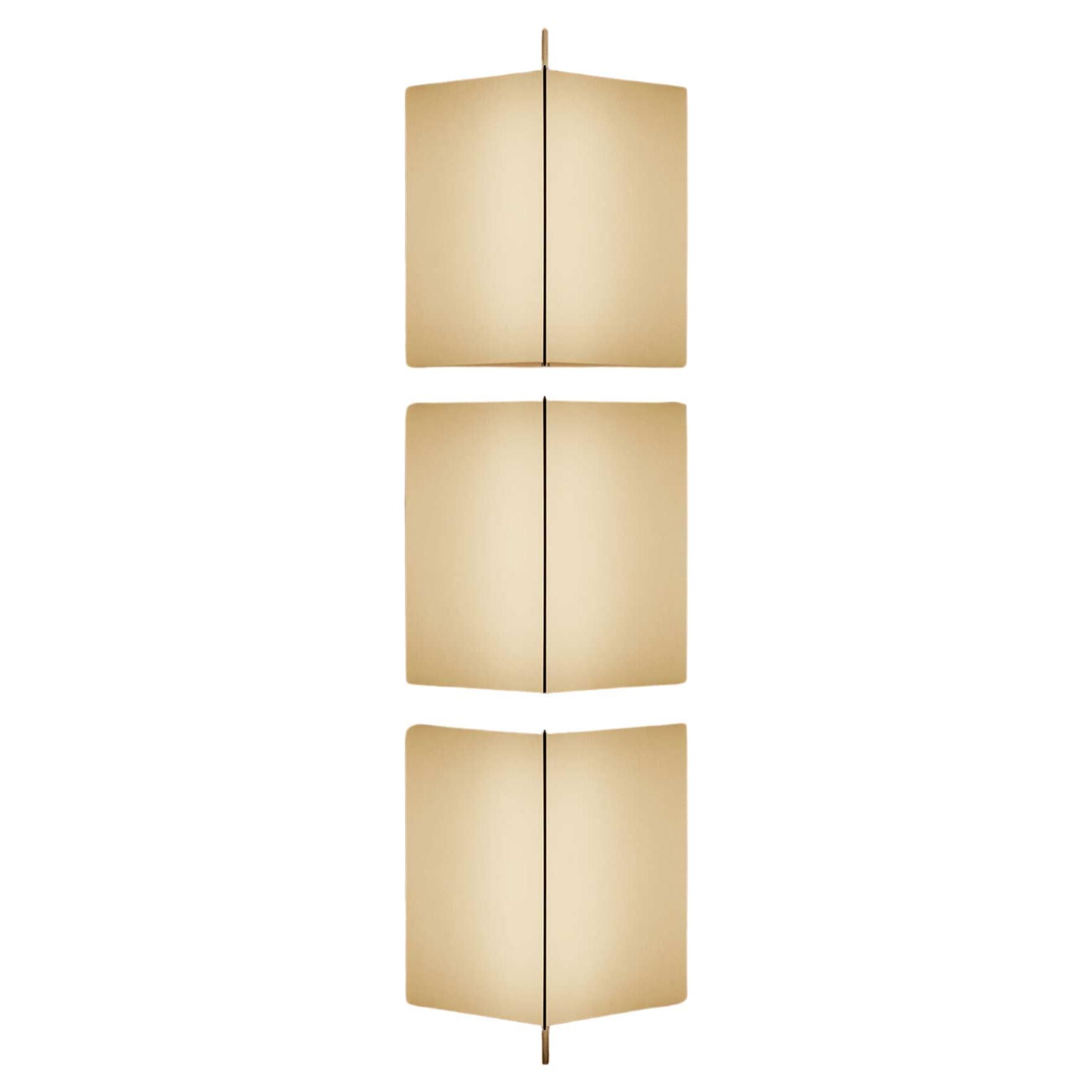 Neri 
Hu 3T09 Bronze Structure and Ivory Fabric 3 Modules Wall Lamp for Cassina