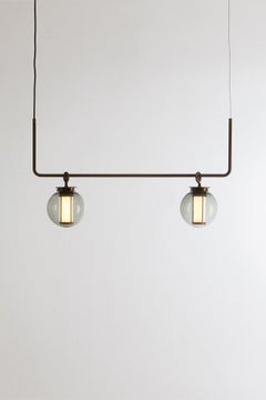 Neri & Hu BAI T Chandelier Bronze - Transparent Glass Diffuser for Parachilna