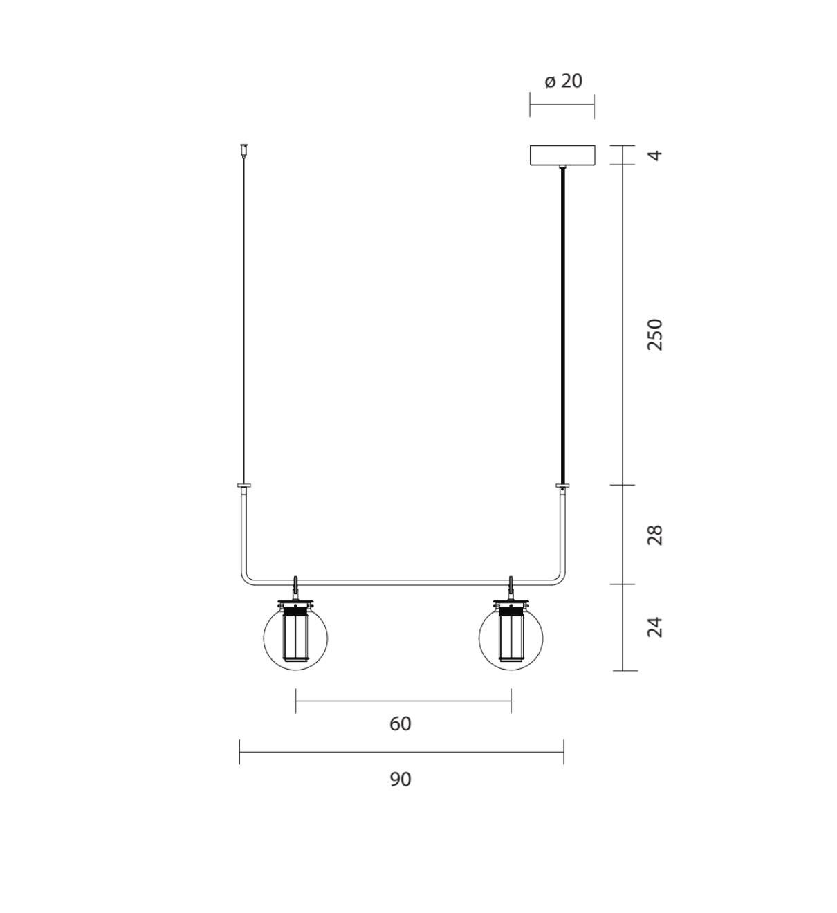 Neri & Hu BAI T Kronleuchter Bronze - Transparenter Glasdiffusor für Parachilna (Moderne der Mitte des Jahrhunderts) im Angebot