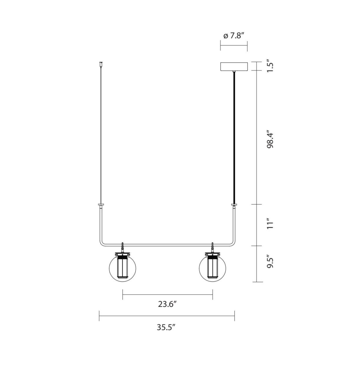 XXI secolo e contemporaneo Neri & Hu BAI T Lampadario Bronzo - Diffusore in vetro trasparente per Parachilna in vendita