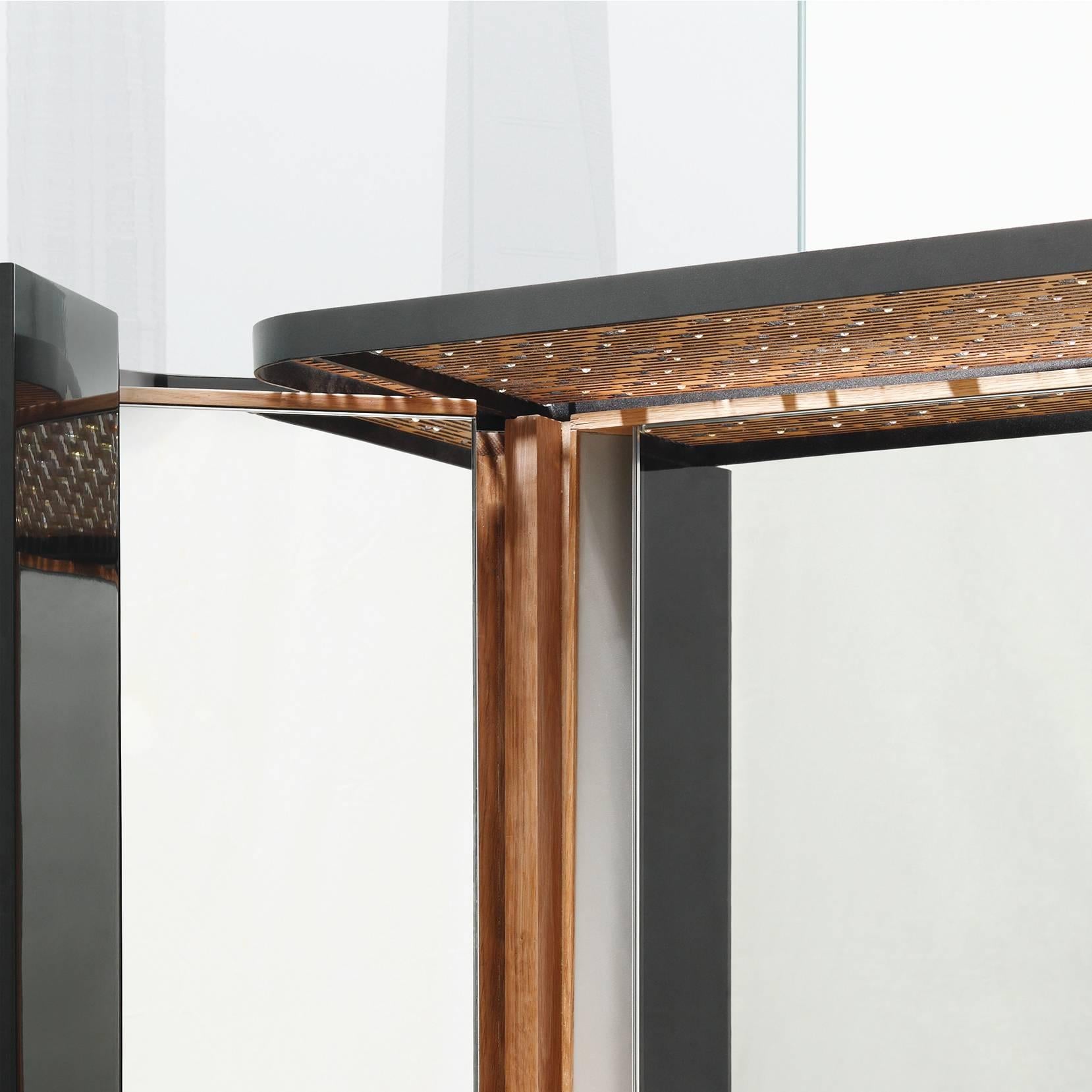 Aluminum Neri & Hu Dressing Table 'The Narcissist' Swarovski Crystals and Oak by BD For Sale