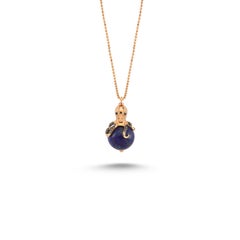 Nerice Lapis Mini Octopus Necklace in 14k Rose Gold by Selda Jewellery