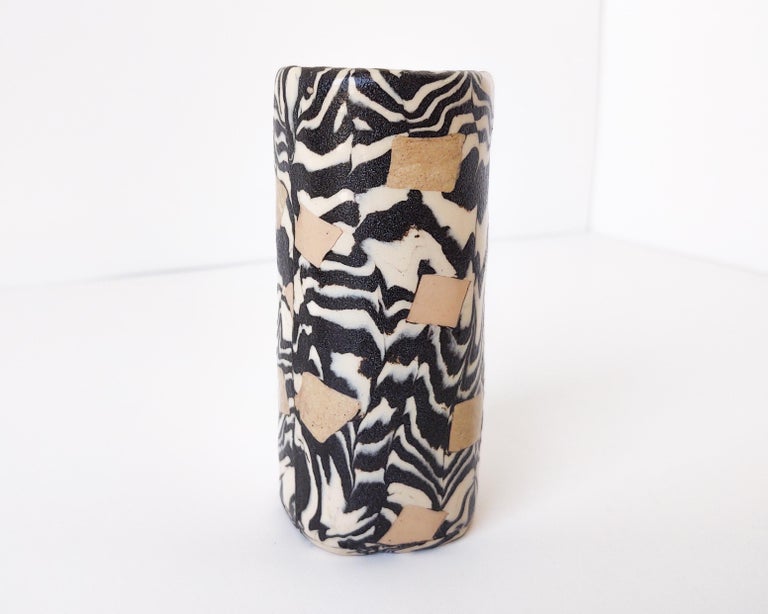 Nerikomi Black and White Checkered Ceramic Vase by Fizzy Ceramics For ...