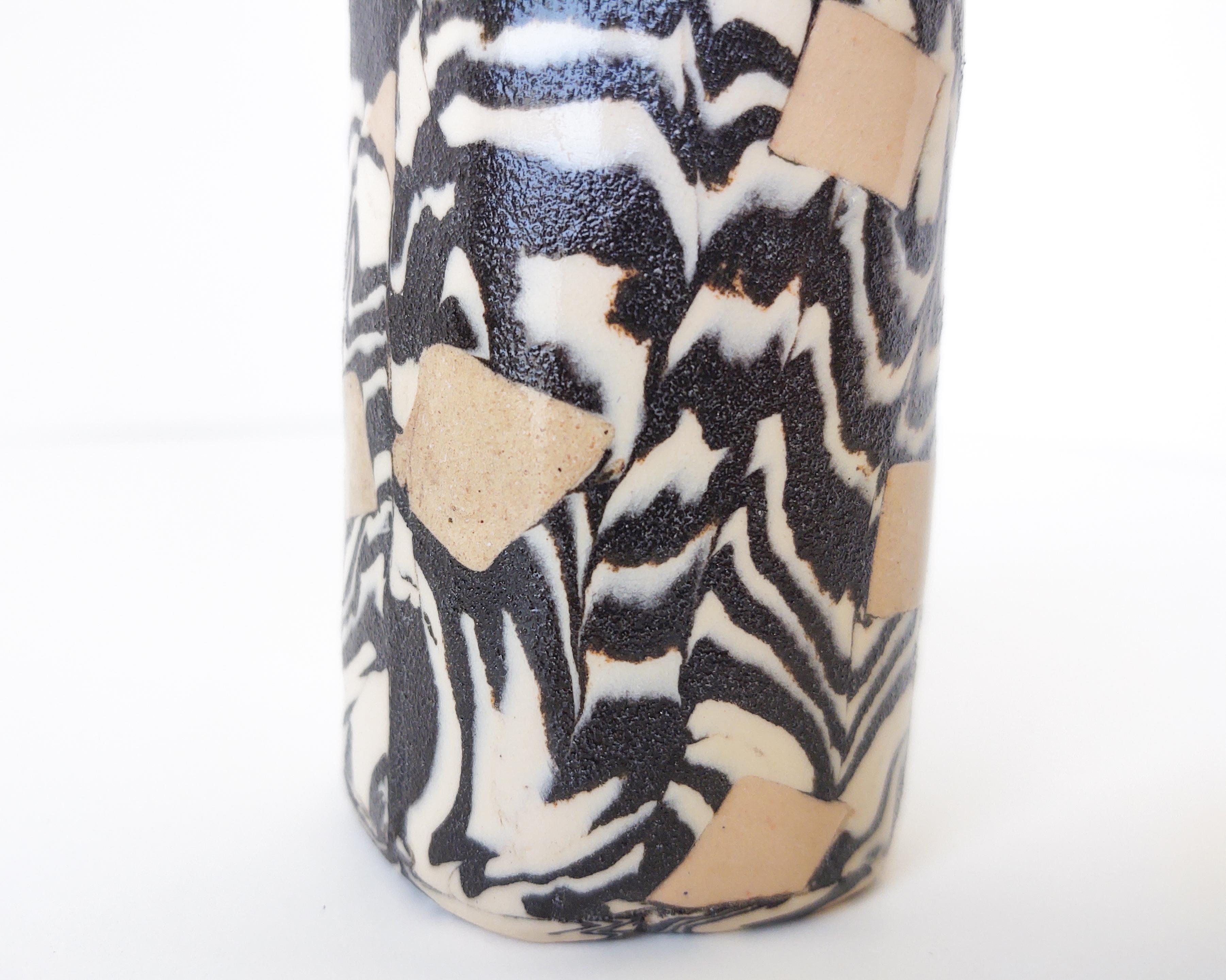 Nerikomi Black & White Checkered Ceramic Vase by Fizzy Ceramics In New Condition In Hawthorne, CA