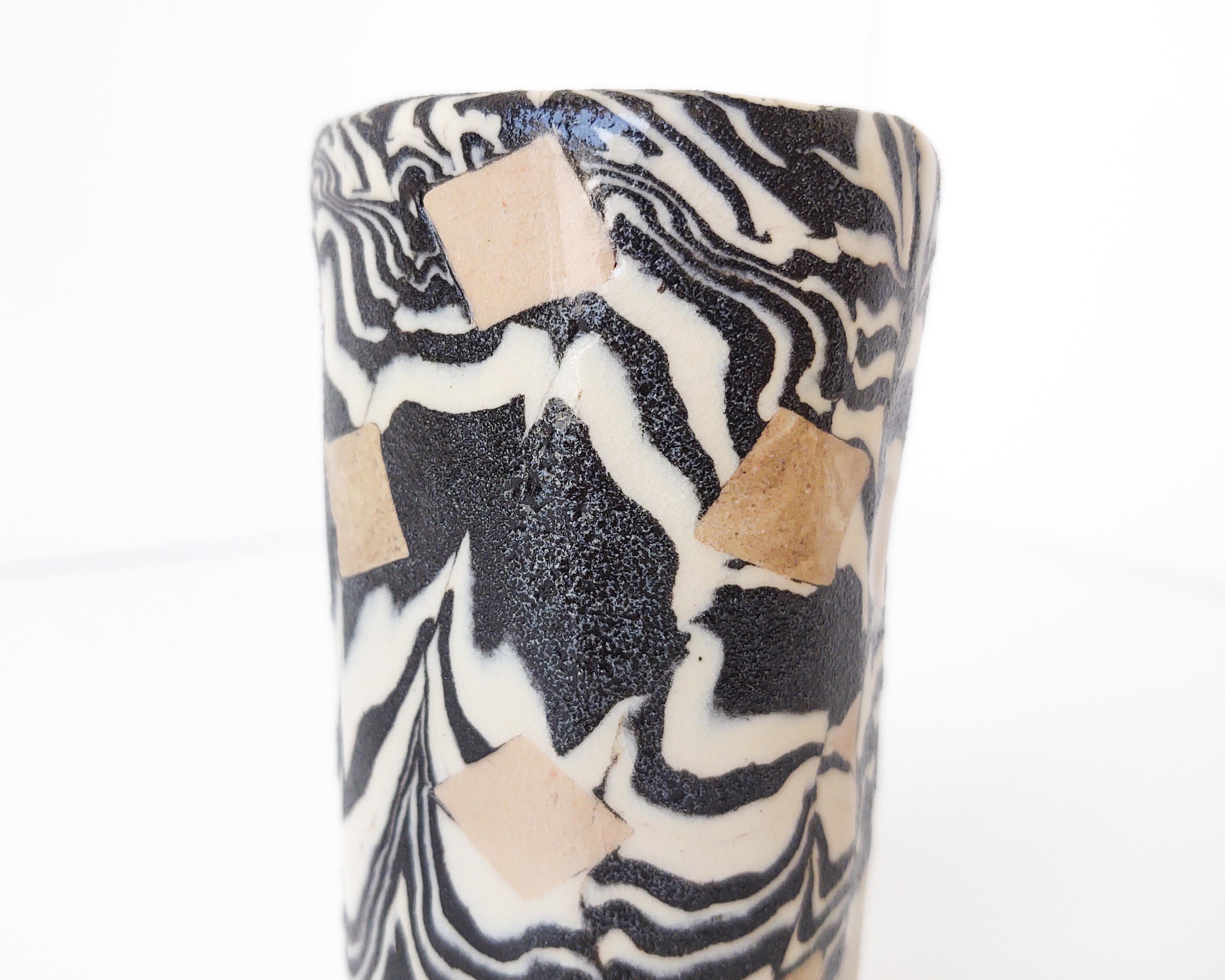 Nerikomi Black & White Checkered Ceramic Vase by Fizzy Ceramics 1