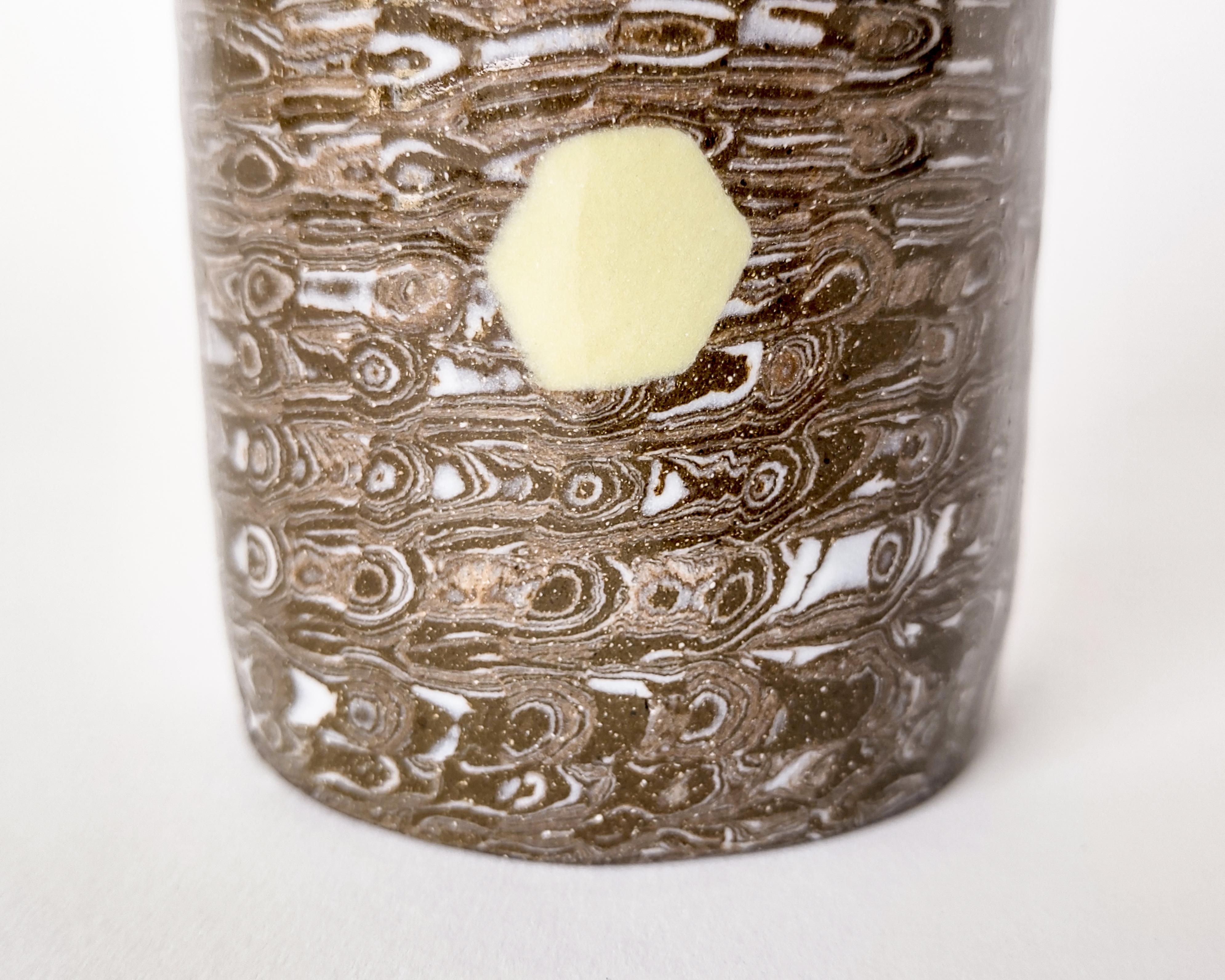 Hand-Crafted Nerikomi Cellular Rock Glitch Ceramic Vase by Fizzy Ceramics For Sale