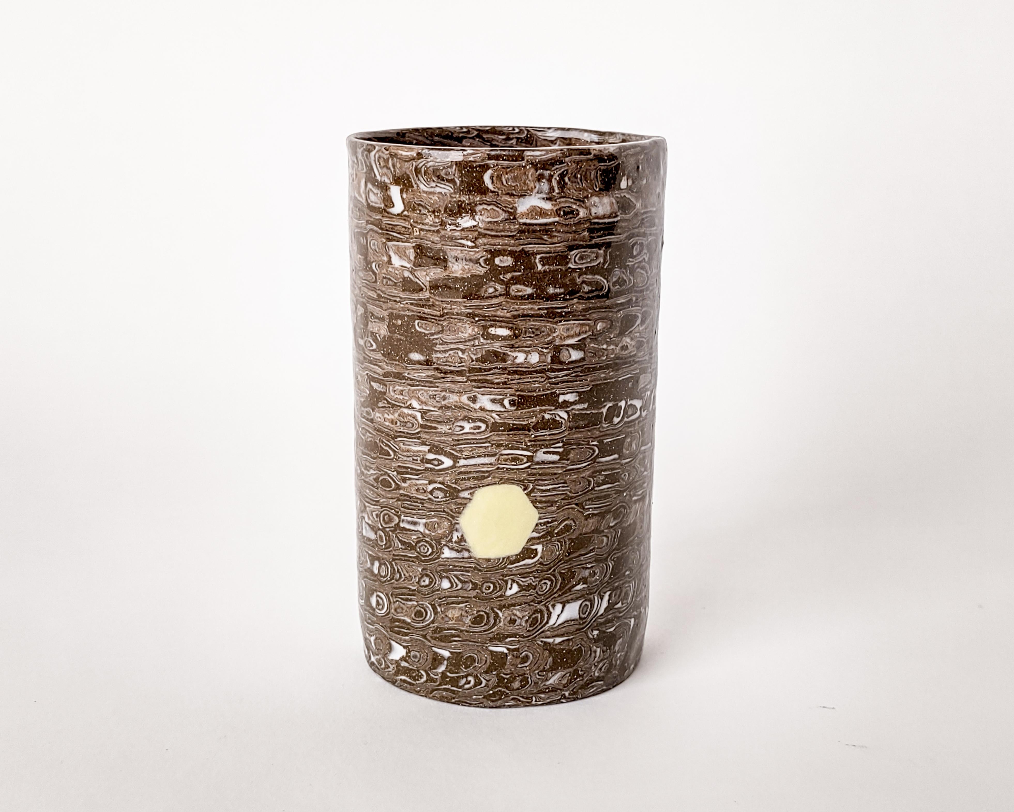 Contemporary Nerikomi Cellular Rock Glitch Ceramic Vase by Fizzy Ceramics For Sale