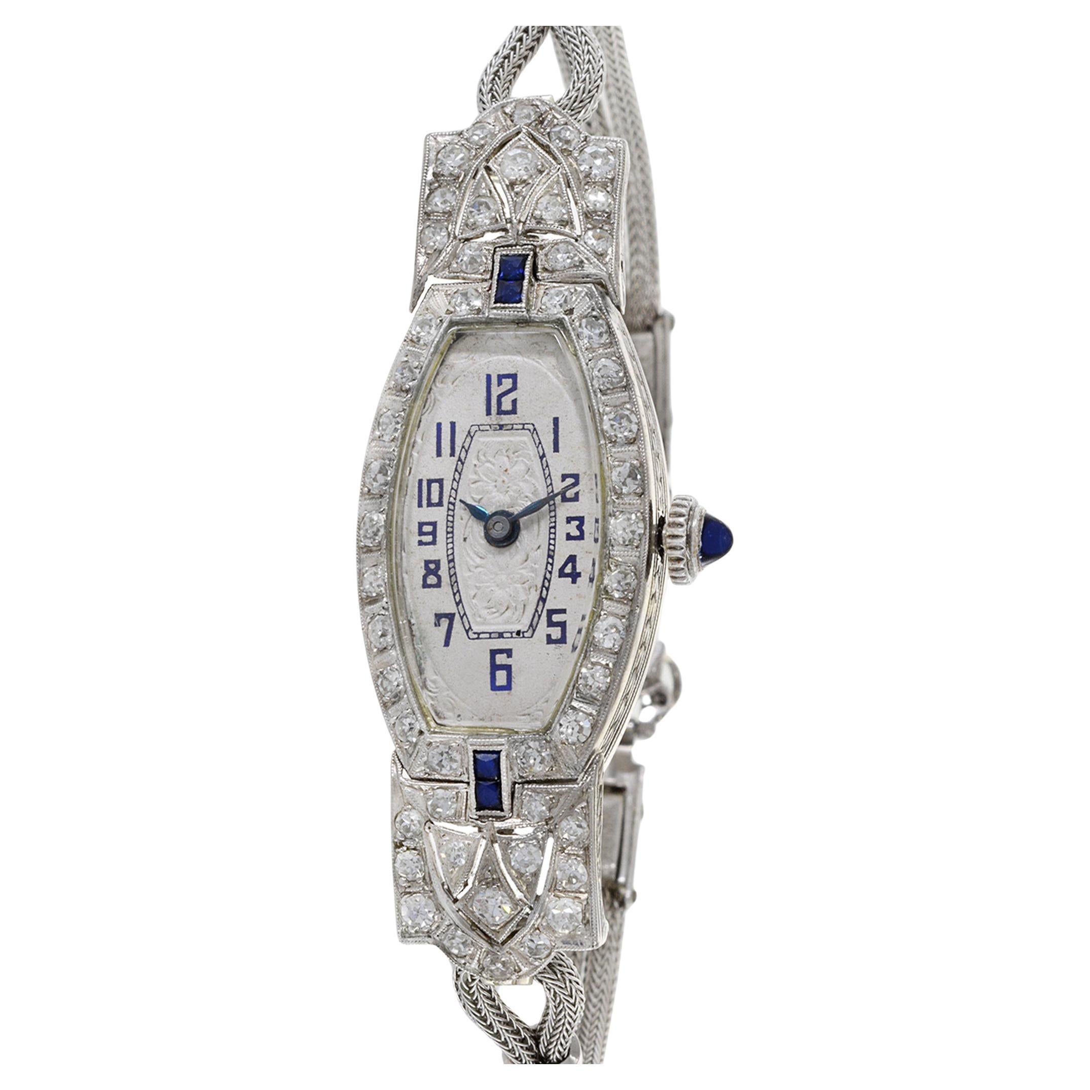 Nerny Platinum Cocktail Watch With Diamonds and Sapphires