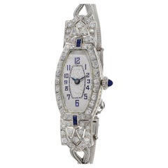 Vintage Nerny Platinum Cocktail Watch With Diamonds and Sapphires