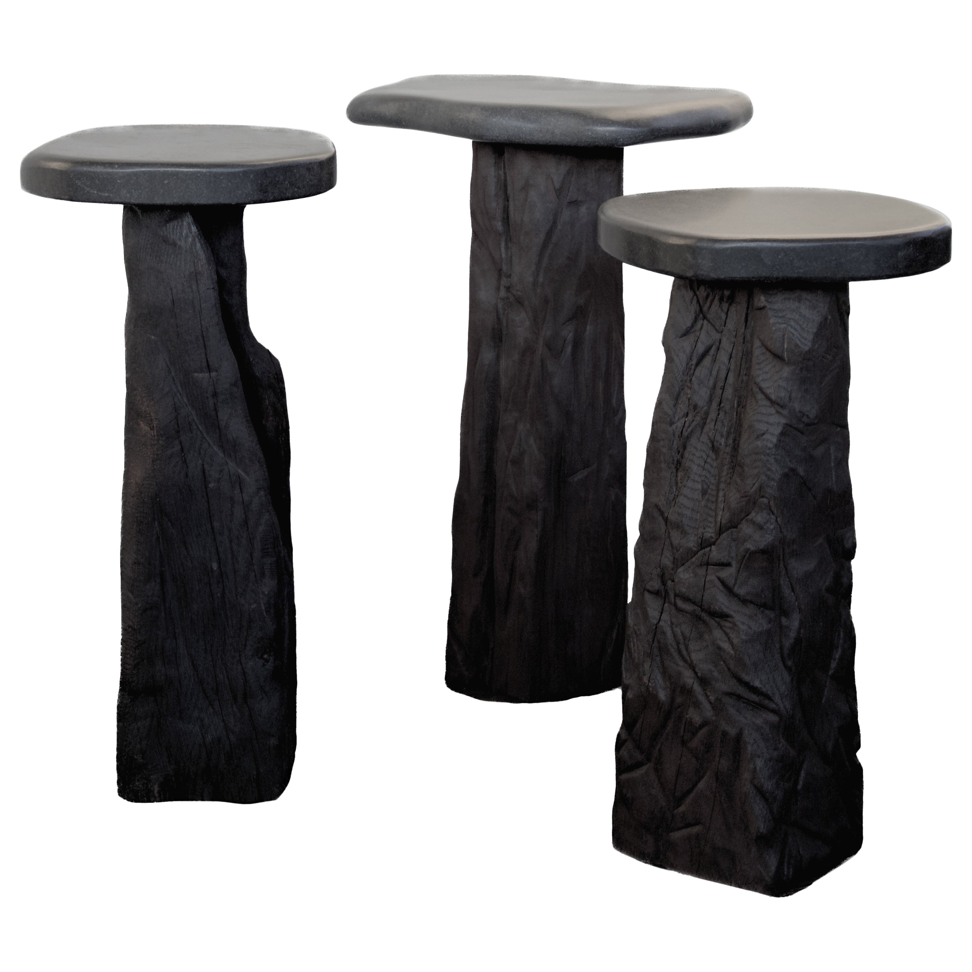 Nero Asoluto, Burned Oak Wood Tavo Side Table by Eichkorn en venta