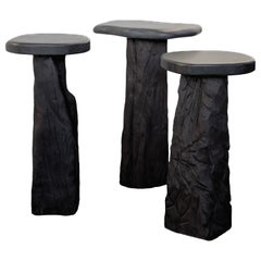 Nero Asoluto, Burned Oak Wood Tavo Side Table by Eichkorn