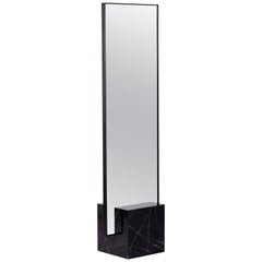 Nero Coexist Standing Mirror with Black Concrete Rubber CYL and Black Marble