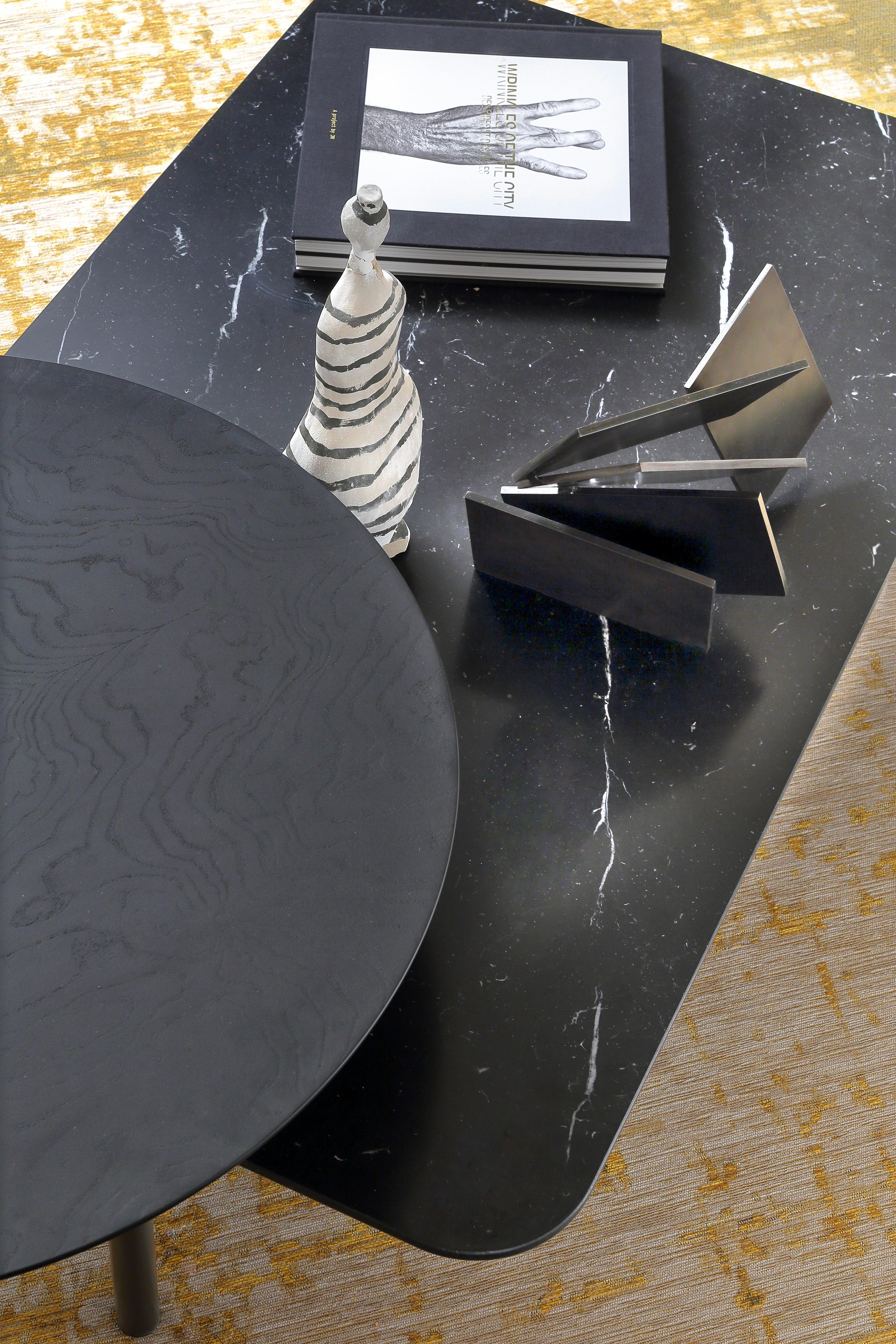Métal Table basse à plateau en marbre Nero de Rodolfo Dordoni en vente