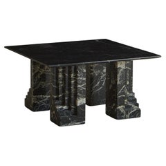 Nero Marquina Coffee Table With Tiered Base, Italy 20th Century 