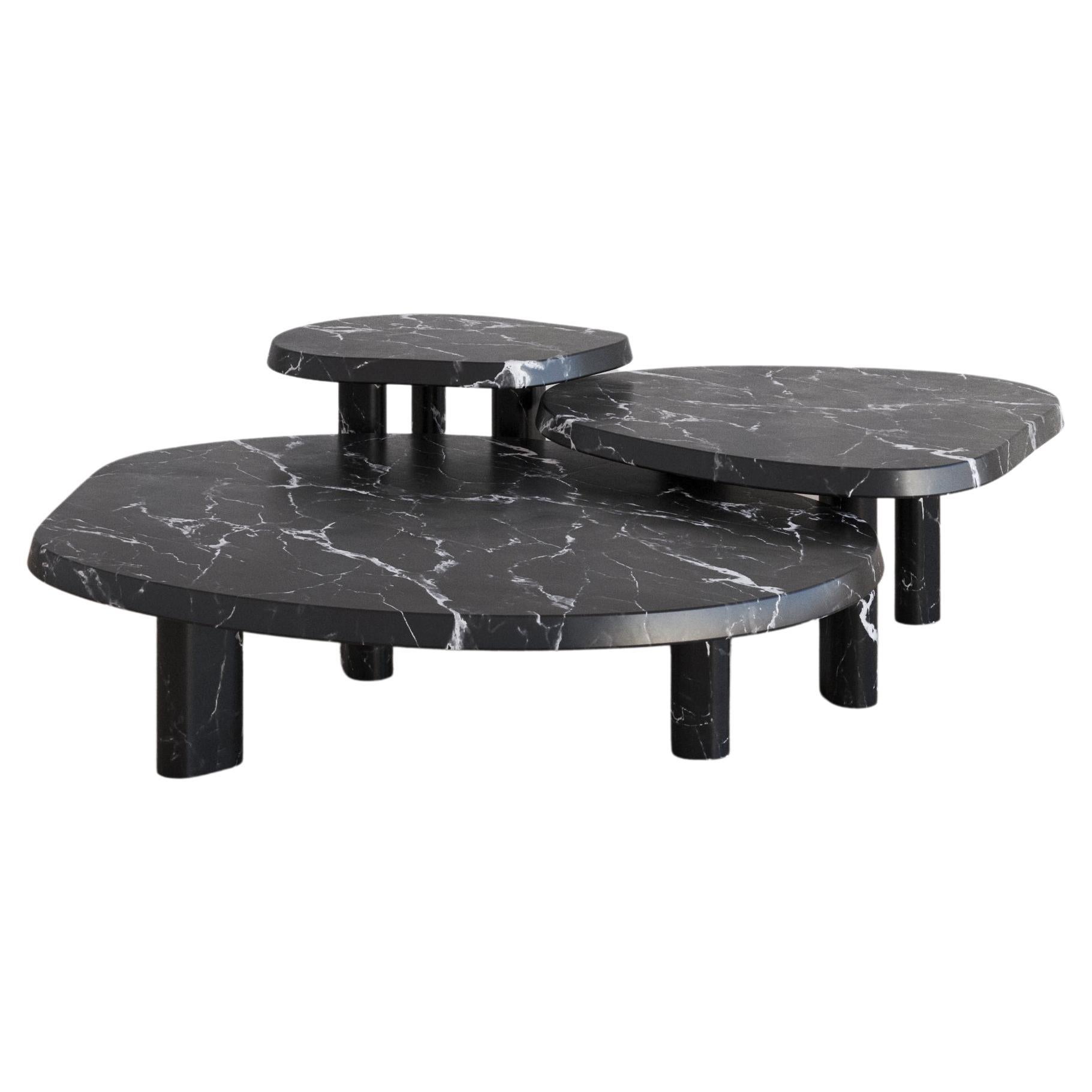 Nero Marquina Fiori Nesting Coffee Table by the Essentialist For Sale