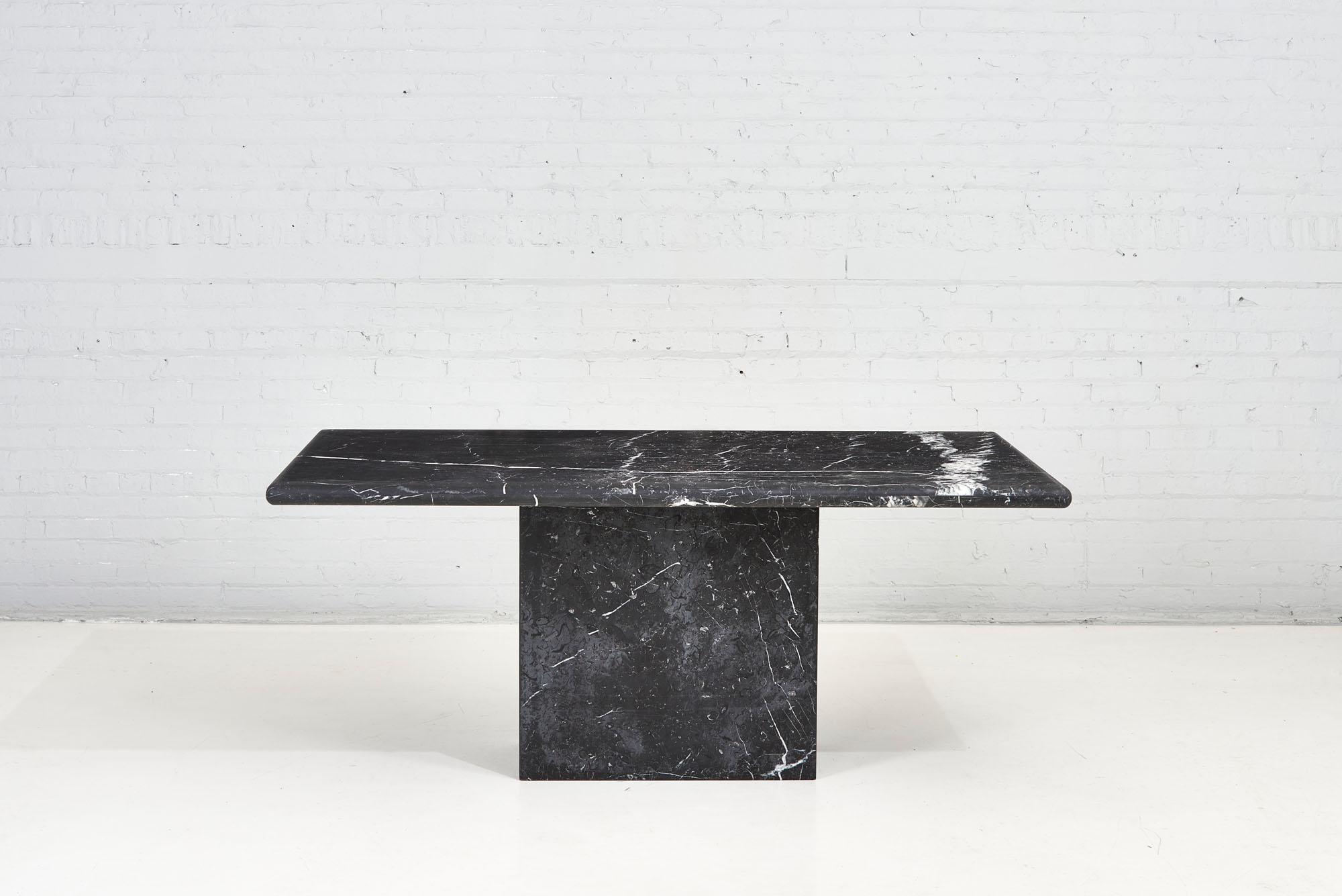 Nero Marquina black and white marble dining table Stone International, Italy, 1970.