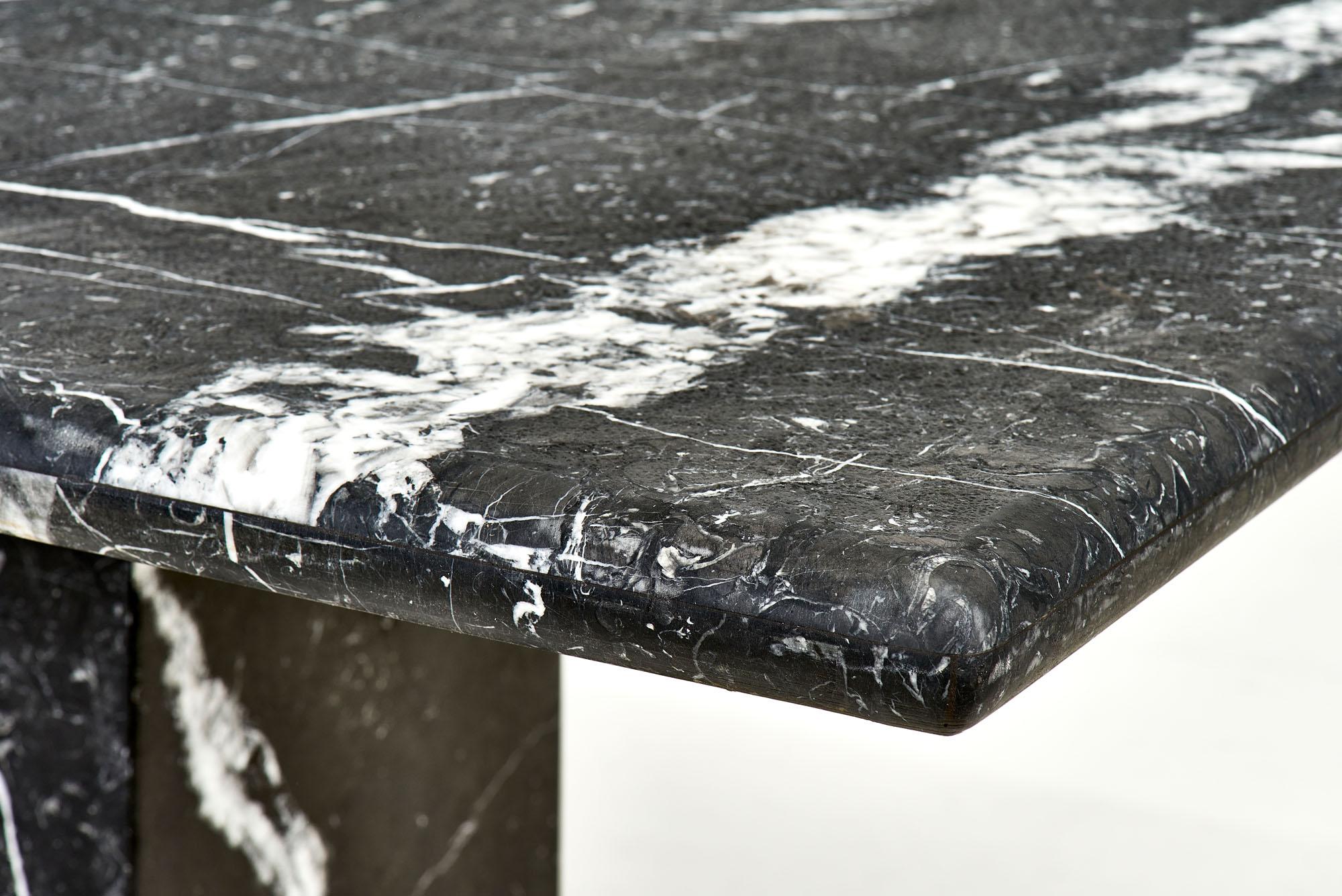 Italian Nero Marquina Marble Dining Table Stone International, Italy, 1970