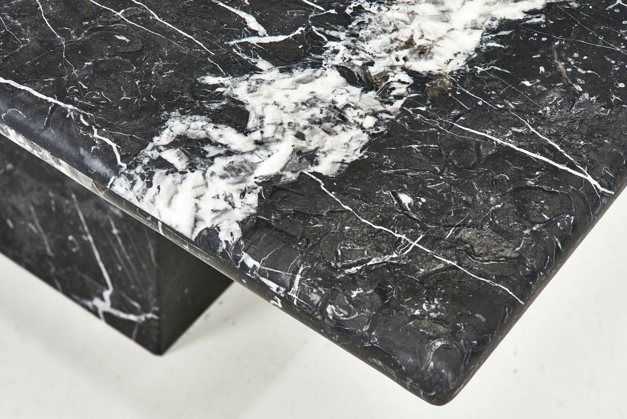 Nero Marquina Marble Dining Table Stone International, Italy, 1970 In Good Condition In Chicago, IL