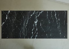 Nero Marquina Marble Dining Table with Wrought Iron Base, France 19th Century