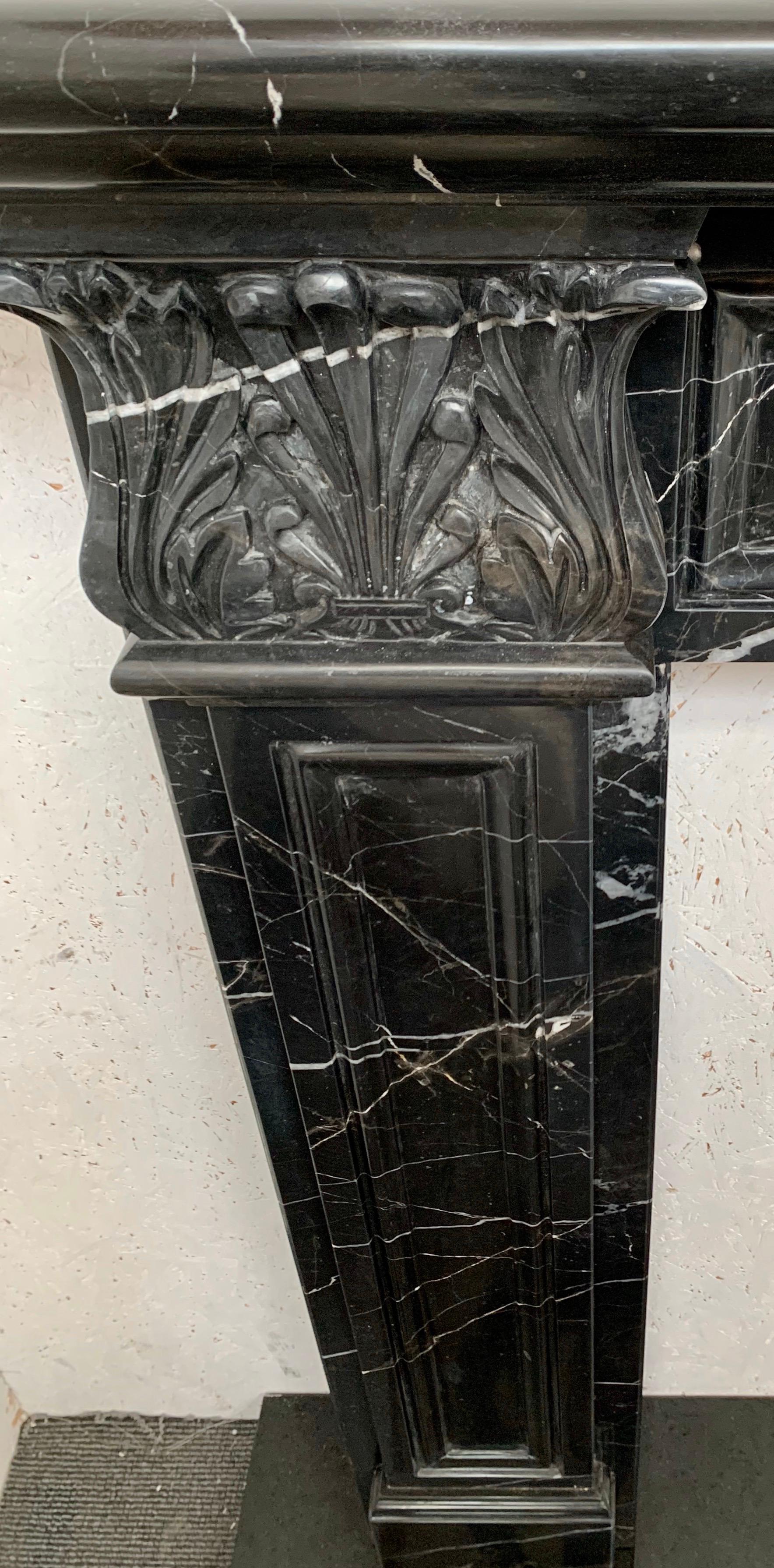 Nero Marquina Marble Fireplace 1