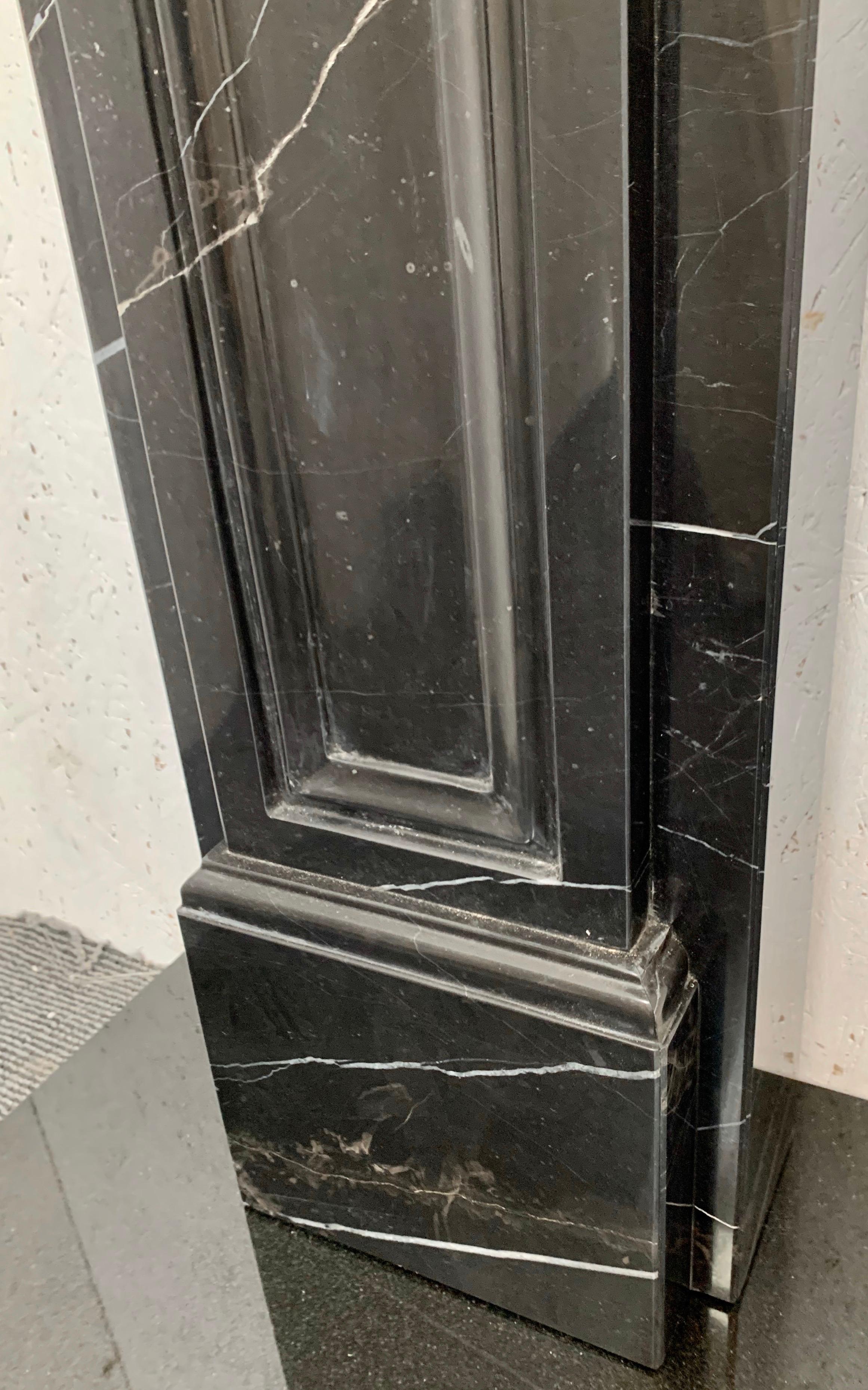 Nero Marquina Marble Fireplace In Good Condition In London, GB