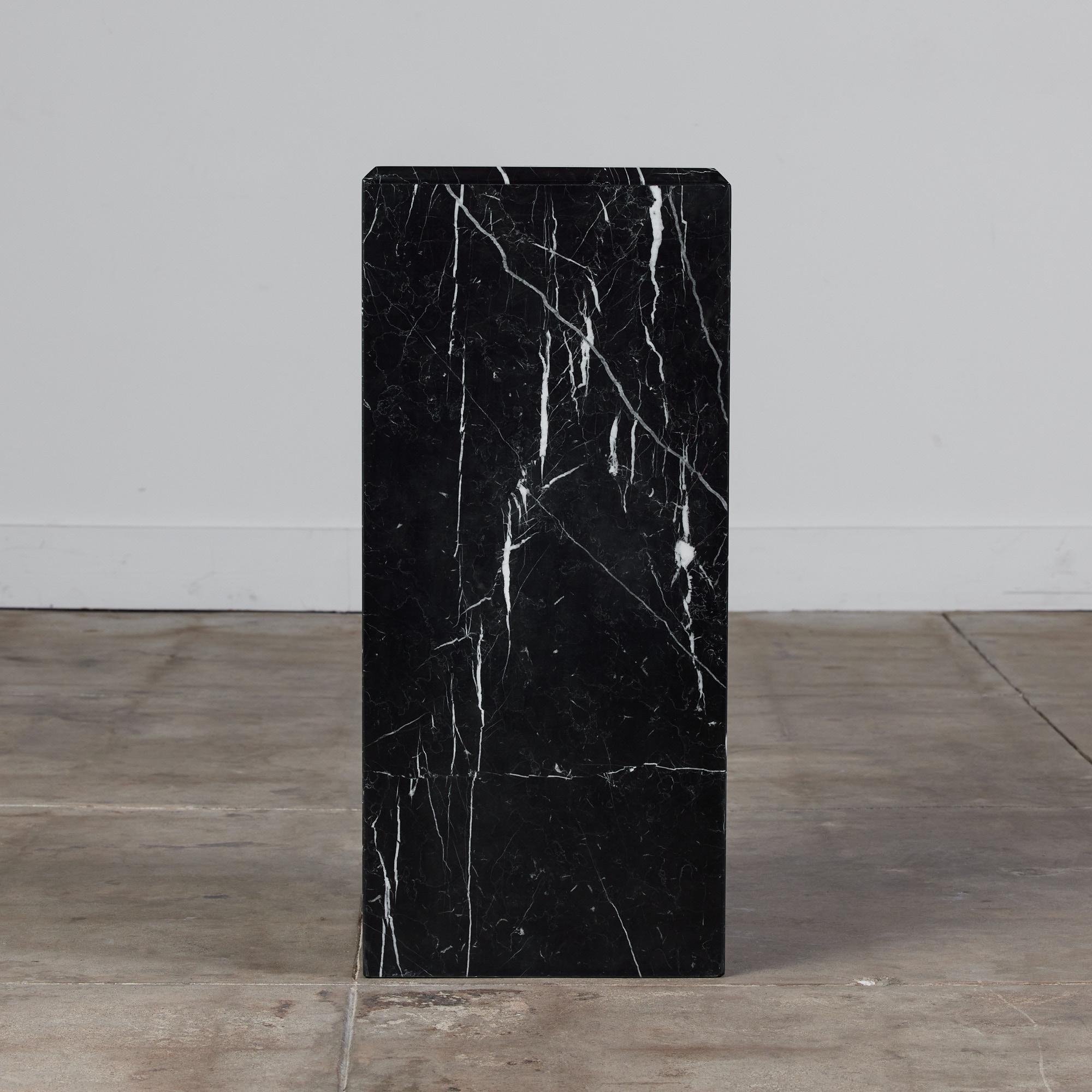 American Nero Marquina Marble Pedestal For Sale