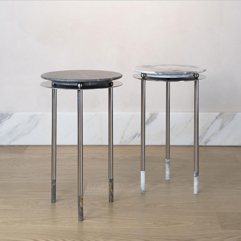 Contemporary Nero Marquina Marble Saturno Side Table by Andrea Bonini For Sale