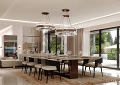 Nero Marquina Marble Vertigo Black Dining Table XL by LUXXU
