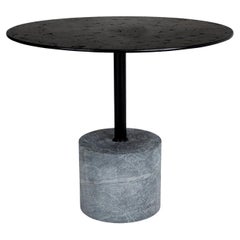 Table de bistrot Nero Marquina avec plateau en acier