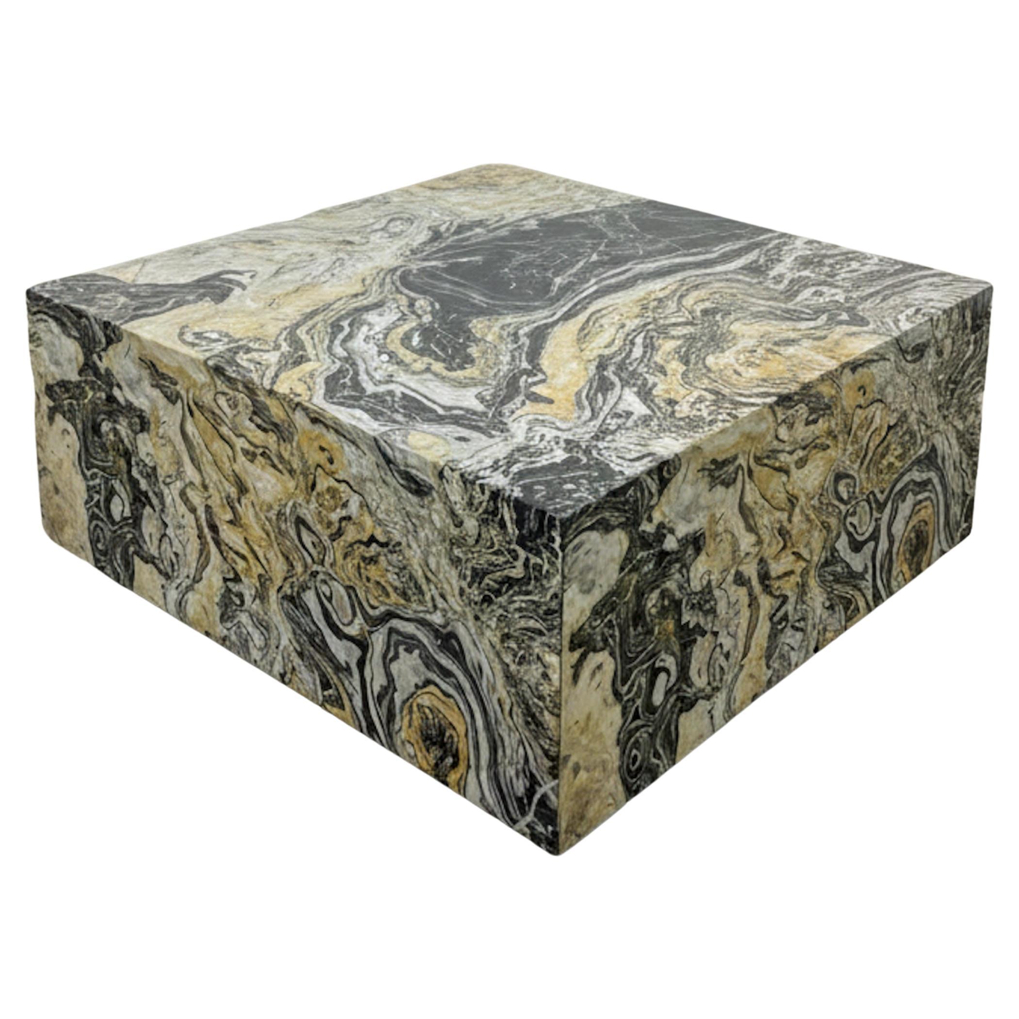Nero Picasso Marble Square Coffee Table, High-End Black Stone Center Table For Sale