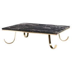 Nero Portoro Marble and Brass Coffee Table, 1940