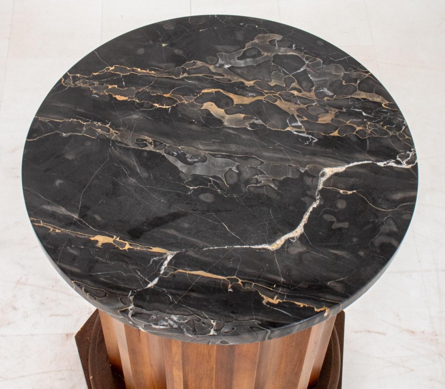 Nero Portoro Marble and Walnut End Table For Sale 1