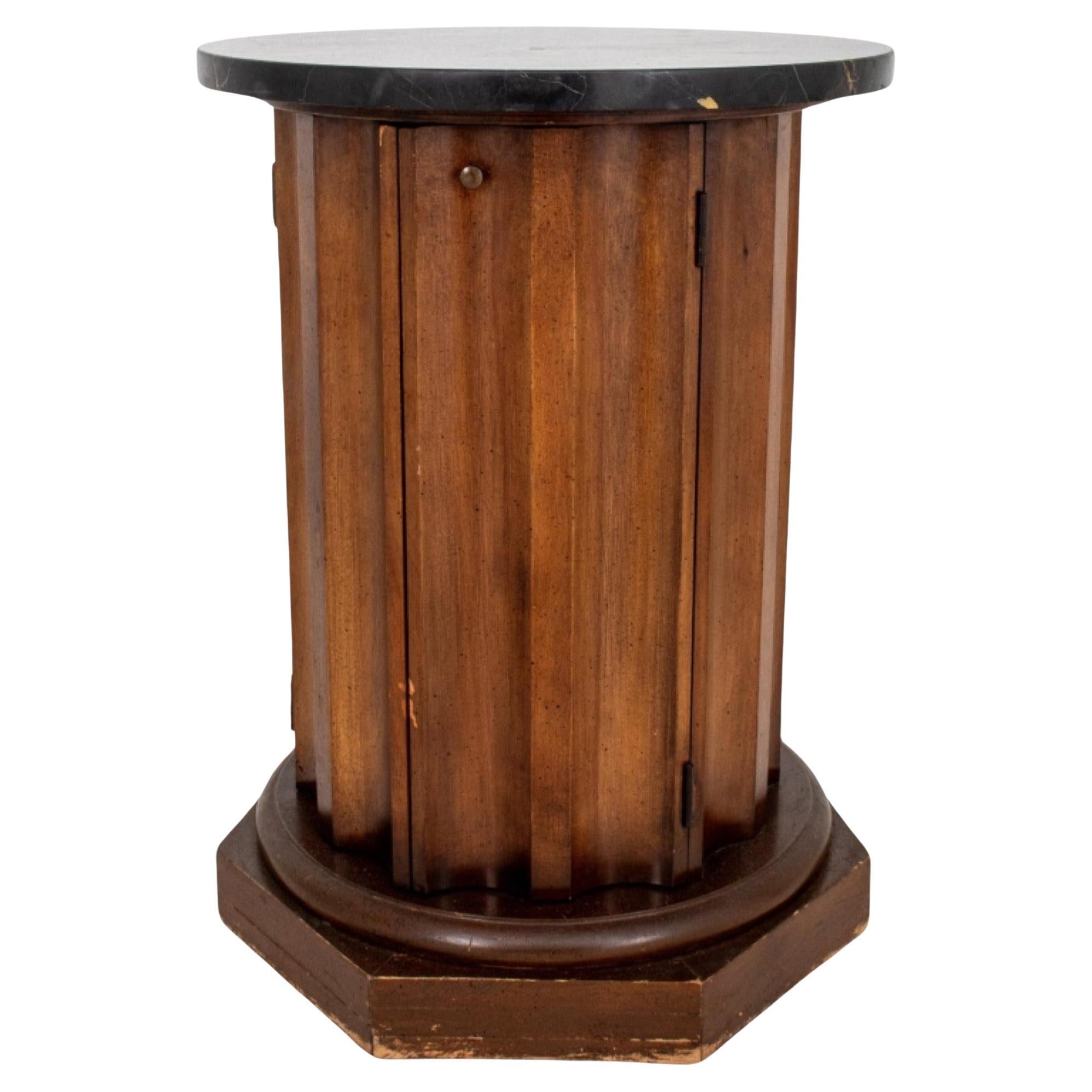 Nero Portoro Marble and Walnut End Table For Sale