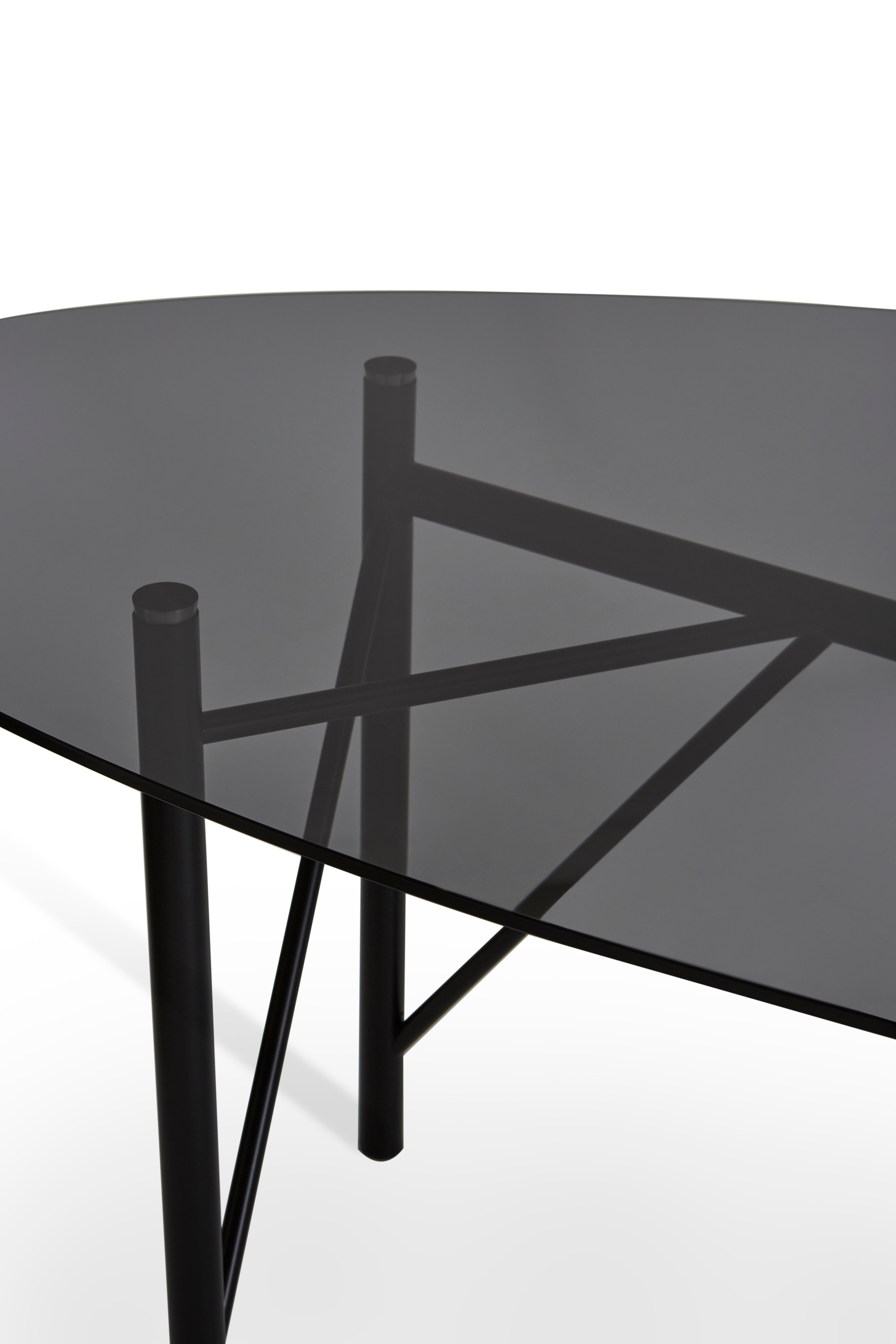 Italian Nero Tubolar Table Oval by Mentemano For Sale
